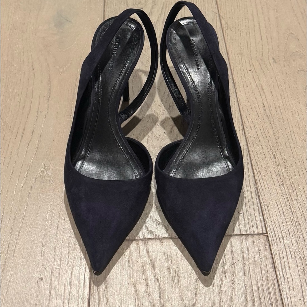 Celine Navy Suede Slingbacks